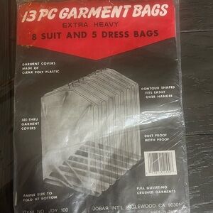 13 piece Garment Bags clear see through - 8 suit & 5 dress bags